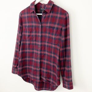 Madewell size S soft thick cozy maroon flannel button down